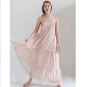 UO Urban Outfitters Hanna Tiered Embroidered Maxi Dress